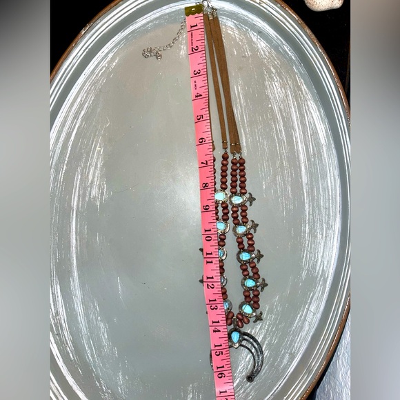 Faux Turquoise Squash Blossom Necklace - Picture 6 of 7